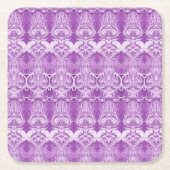 紫の花が咲く紙コースター スクエアペーパーコースター (正面)