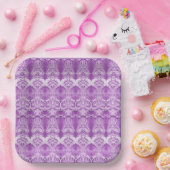 紫の花が咲く紙皿 ペーパープレート (パーティー)