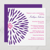 紫の花が白いブライダルシャワーの招待 招待状 (正面/裏面)