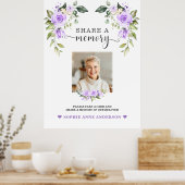 紫の花が記憶を共有する追悼壁看板 ポスター (キッチン)