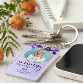 紫の花が追悼の意を表す キーホルダー (正面右)