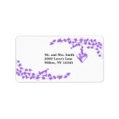 紫の花とハート ラベル (正面)