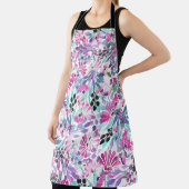 紫の花とベリー、ブルーのシームレスな模様 エプロン (インサイチュ)