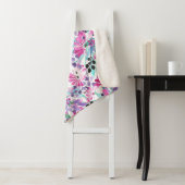 紫の花とベリー、ブルーのシームレスな模様 シェルパブランケット (インサイチュ)