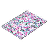 紫の花とベリー、ブルーのシームレスな模様 ノートブック (左側)