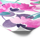 紫の花とベリー、ブルーのシームレスな模様 ポスター (角)