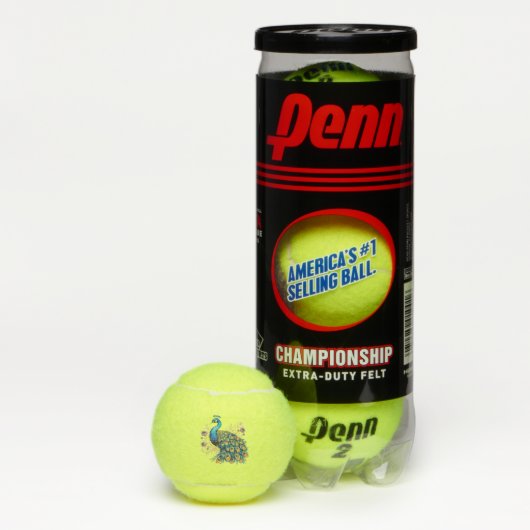紫の花と孔雀 テニスボール (ボックス)