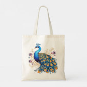 紫の花と孔雀 トートバッグ (裏面)