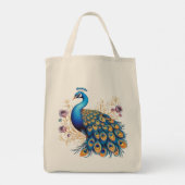 紫の花と孔雀 トートバッグ (裏面)