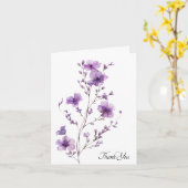 紫の花と感謝の気持ち カード (黄色い花)