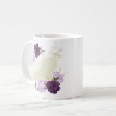 紫の花と緑の葉 コーヒーマグカップ (正面左)