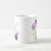 紫の花と緑の葉 コーヒーマグカップ (中央)