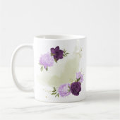 紫の花と緑の葉 コーヒーマグカップ (左)