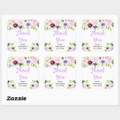 紫の花と葉のブライダルシャワーのお礼 スクエアシール (シート)