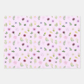 紫の花と葉の模様 ラッピングペーパーシート (正面2)