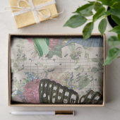 紫の花と蝶と音楽のデコページ 薄葉紙 (ギフト)