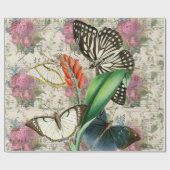 紫の花と蝶と音楽 ラッピングペーパー (フラット)
