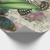 紫の花と蝶と音楽 ラッピングペーパー (角)