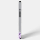 紫の花と銀のギラギラした雫のモノグラム iPhoneケース (左側面)