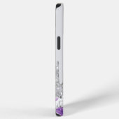 紫の花と銀のギラギラした雫のモノグラム iPhoneケース (右側面)