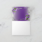 紫の花と銀のグリッター – ありがとう サンキューカード (内部)
