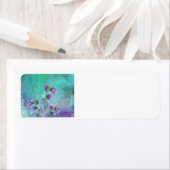 紫の花と音楽のノート ラベル (インサイチュ)