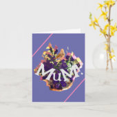 紫の花と鳥 カード (黄色い花)