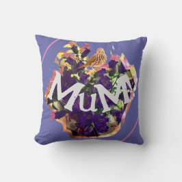 紫の花と鳥 クッション