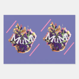 紫の花と鳥 ラッピングペーパーシート