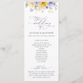 紫の花と黄色の花のウェディングプログラム プログラム (正面)