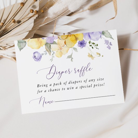 紫の花と黄色の花、おむつくじ エンクロージャーカード