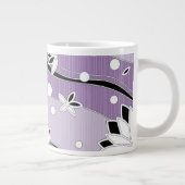 紫の花に白い蓮のストライプ花 ジャンボコーヒーマグカップ (右)