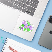 紫の花のアートステッカー シール (ノートパソコンとiPhone)
