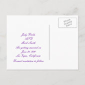 紫の花のカスタム日付はがきを保存 案内ポストカード (裏面)