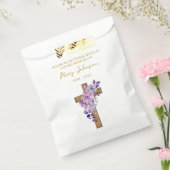 紫の花のクロスシードパケット葬儀の引出物袋 フェイバーバッグ (封をした状態)