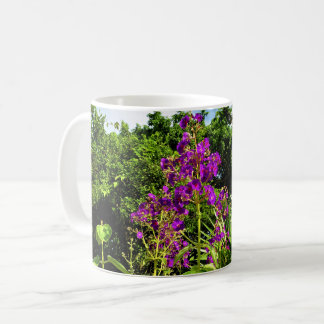 紫の花のコーヒーマグ コーヒーマグカップ