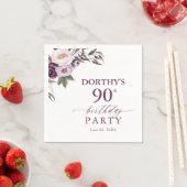 紫の花のスクリプト 90歳の誕生日 スタンダードカクテルナプキン (インサイチュ)
