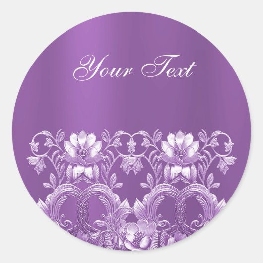 紫の花のステッカー ラウンドシール (正面)