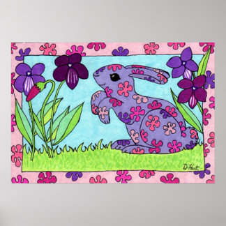 紫の花のバニー ポスター