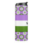 紫の花のパターを持つGenderqueerプライドフラグ タンブラー (回転左)