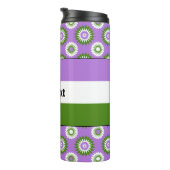 紫の花のパターを持つGenderqueerプライドフラグ タンブラー (回転右)