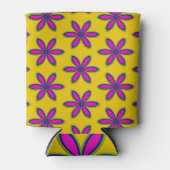 紫の花のパッチ 缶クーラー (正面)