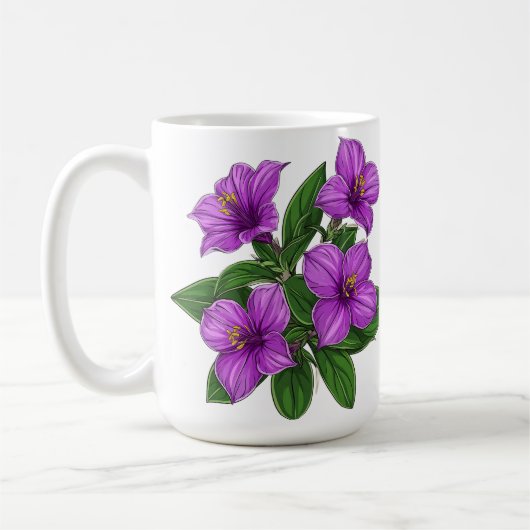 紫の花のブーケ コーヒーマグカップ (左)