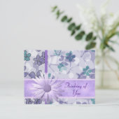 紫の花のプリント考えのカード ポストカード (スタンド正面)