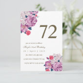 紫の花のボタニカル シンプルでおしゃれな72歳の誕生日 招待状 (スタンド正面)