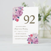 紫の花のボタニカル シンプルでおしゃれな92歳の誕生日 招待状 (スタンド正面)