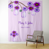 紫の花のメイソンジャー　写真用背景 タペストリー (インサイチュ)
