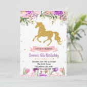 紫の花のユニコーンパーティテーマの招待状 招待状 (スタンド正面)