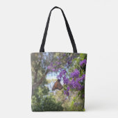 紫の花の上のオオカナダモ トートバッグ (裏面)