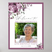 紫の花の写真で60歳の誕生日をお祝い ポスター (正面)